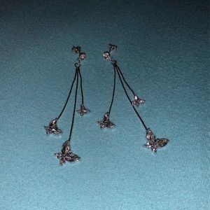 NEW Silver Dangle Butterfly Earrings